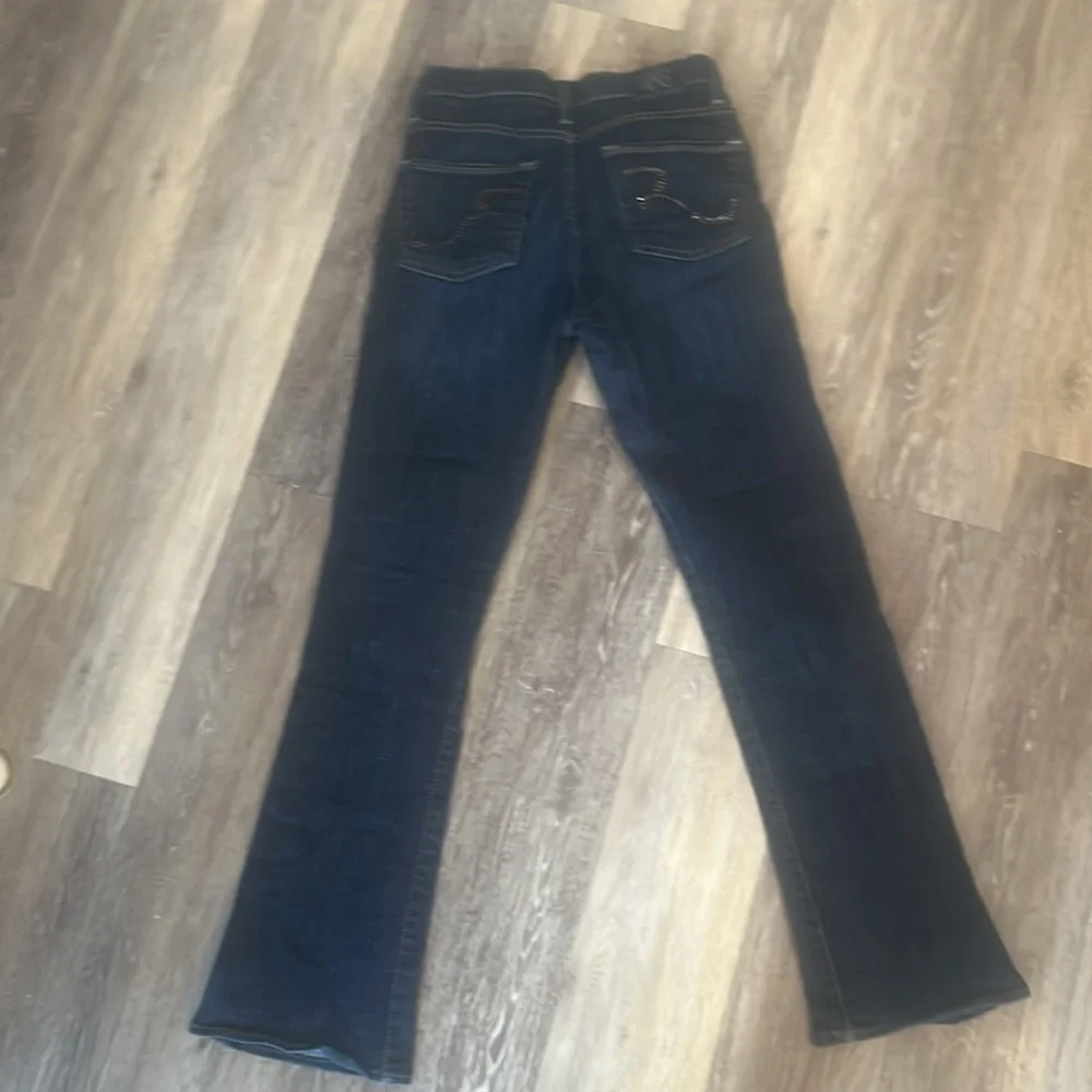 Rock & Republic dark bootcut slimming size 8 jeans clean cut sparkle rhinestone